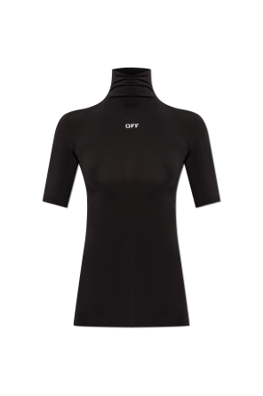 Fitted top with stand-up collar