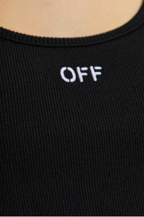 Off-White Ribbed top with embroidered logo