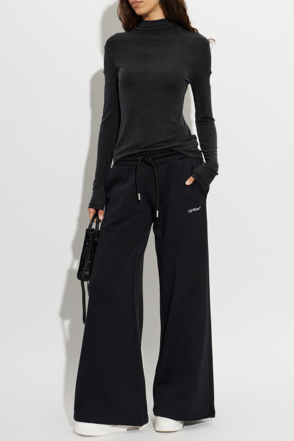Off-White Ribbed top with decorative cut-outs