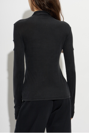 Off-White Ribbed top with decorative cut-outs