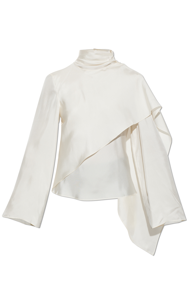 Silk top with stand-up collar od RÓHE