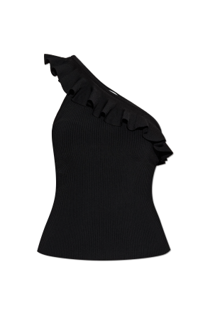 Ribbed top with ruffle