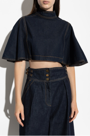 Zimmermann Denim top with stand-up collar
