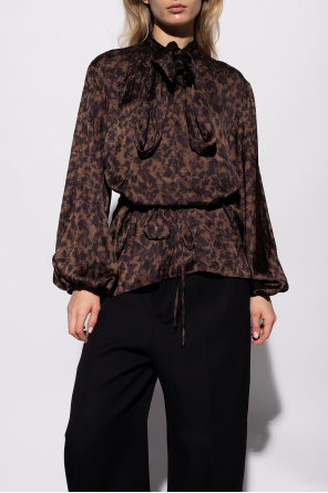 Balenciaga Patterned top with tie neck