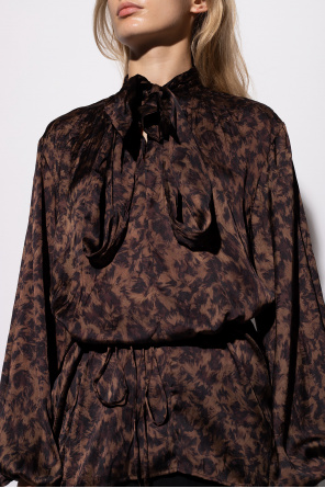 Balenciaga Patterned top with tie neck