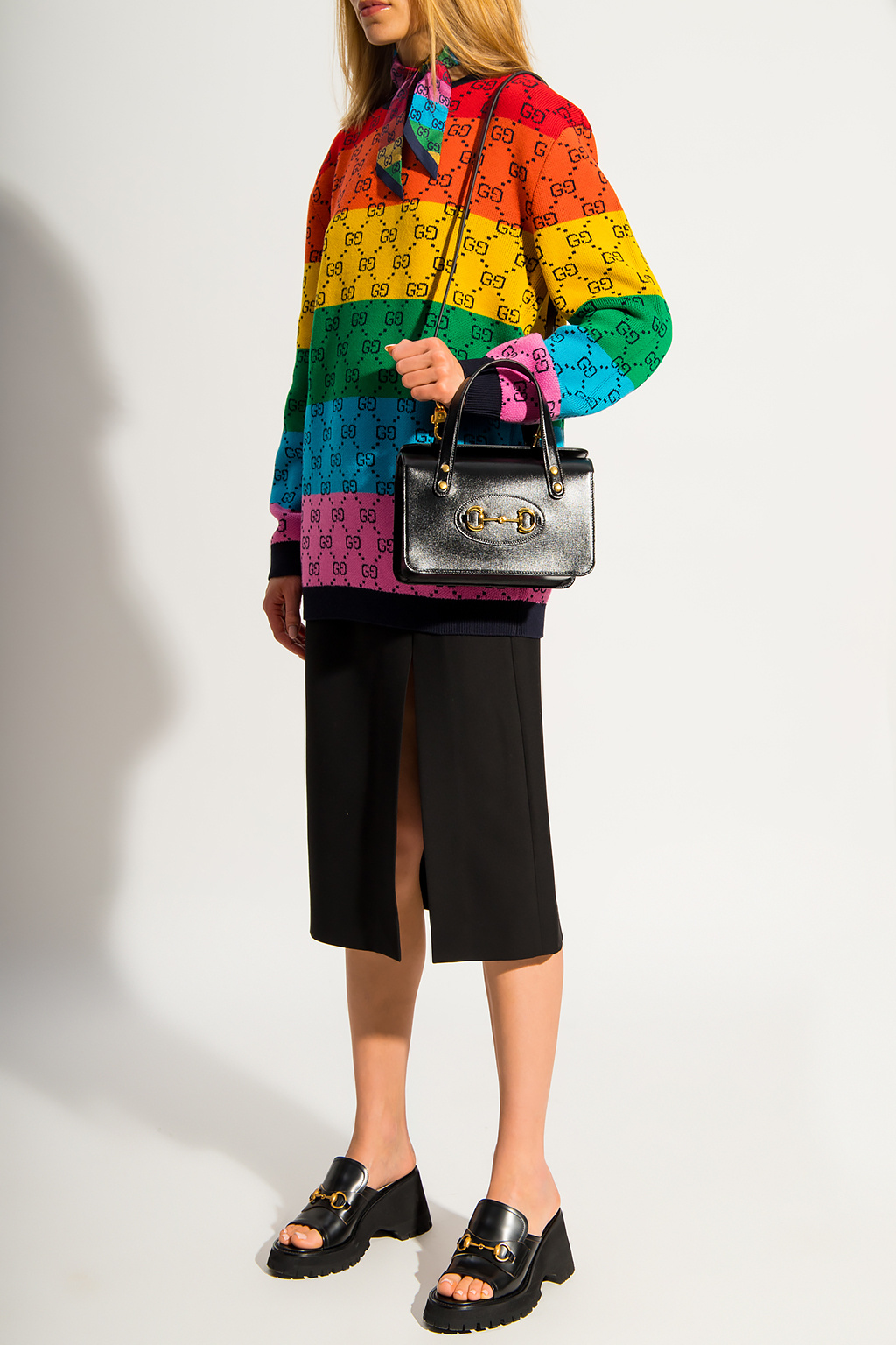 Gucci Designer Rainbow Multicolor Jacquard Fabric XLTH637 for