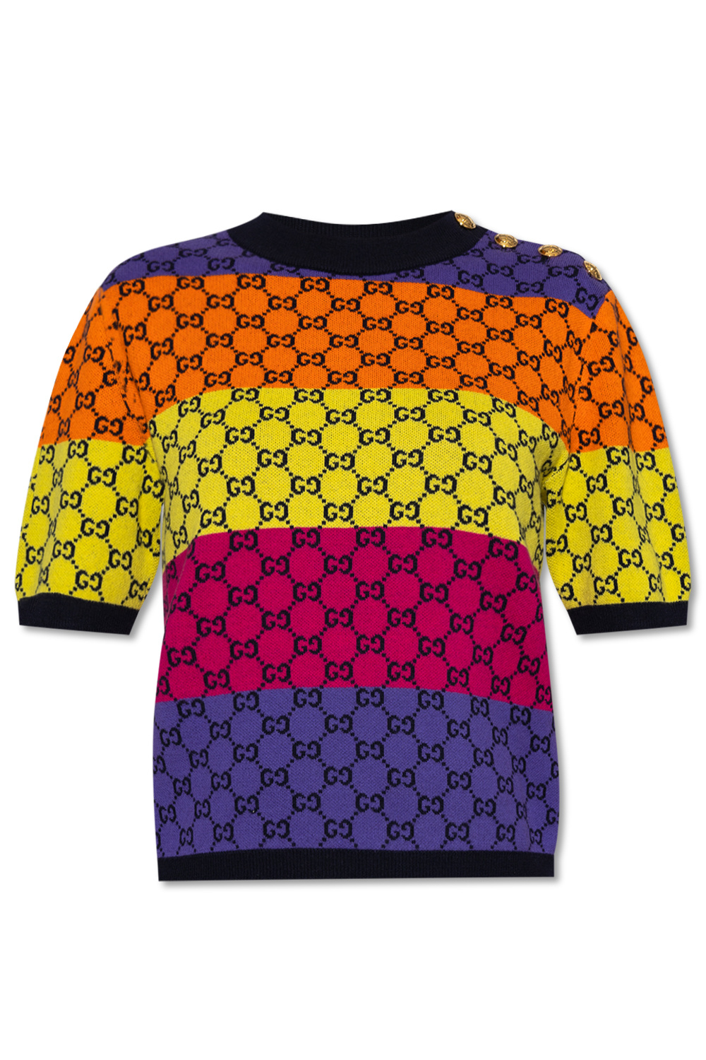Gucci Kids' Cotton Sweater With G Monogram Logo In Multicolor