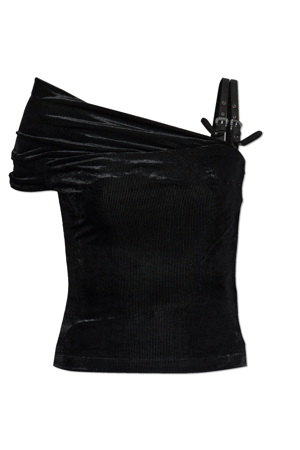 Velvet off-shoulder top od Versace Jeans Couture