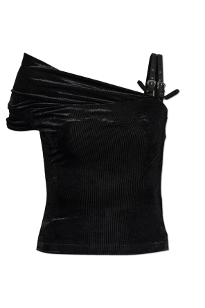 Top de terciopelo con hombros descubiertos