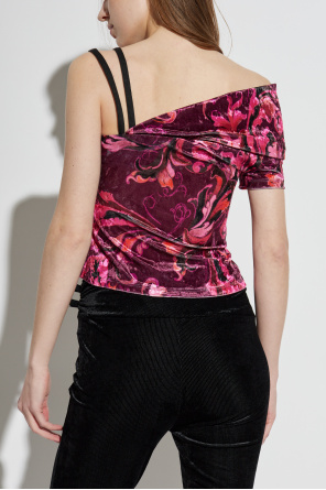 Versace Jeans Couture Top de terciopelo con hombros descubiertos