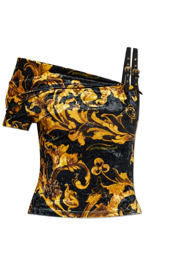 Velvet off-shoulder top od Versace Jeans Couture