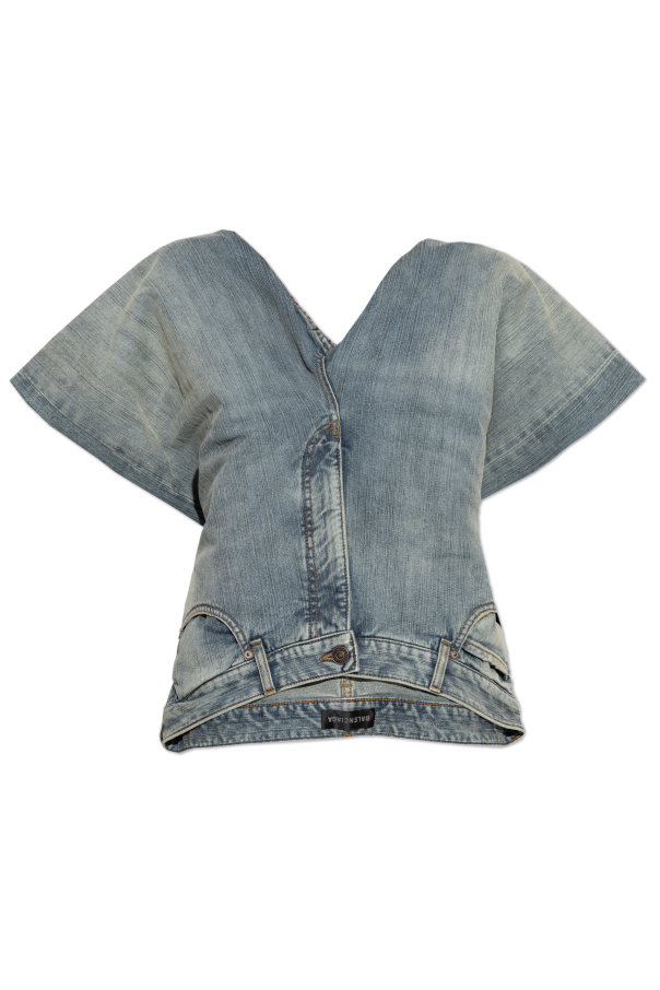 Balenciaga Jeansowy top z efektem `vintage`