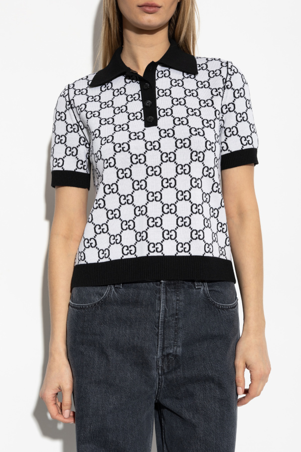 Gucci Polo de lana con patrón GG