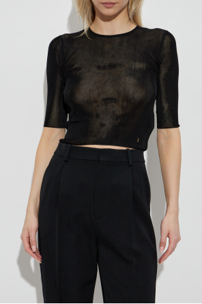 Saint Laurent Top mit Applikation in Form eines Logos