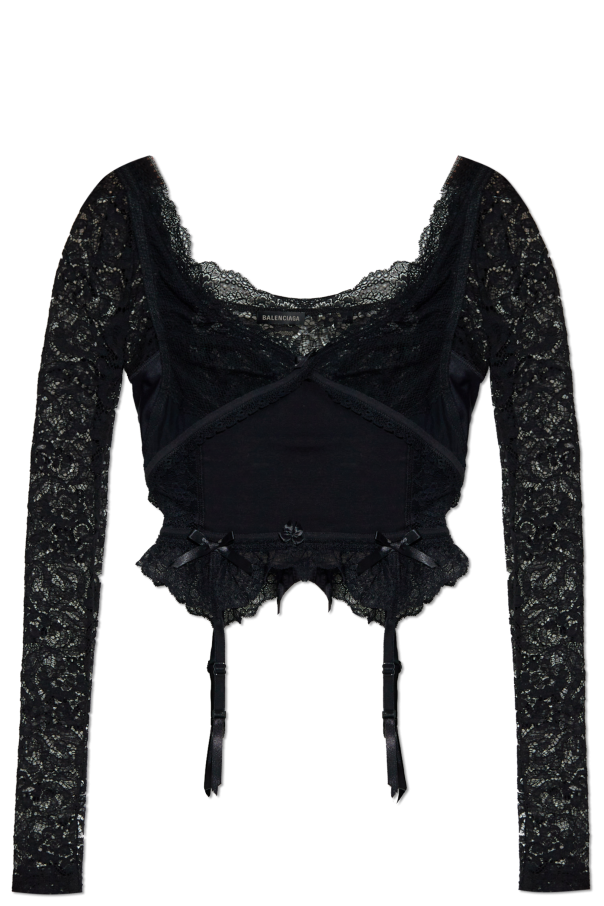 Balenciaga Koronkowy top z długimi rękawami
