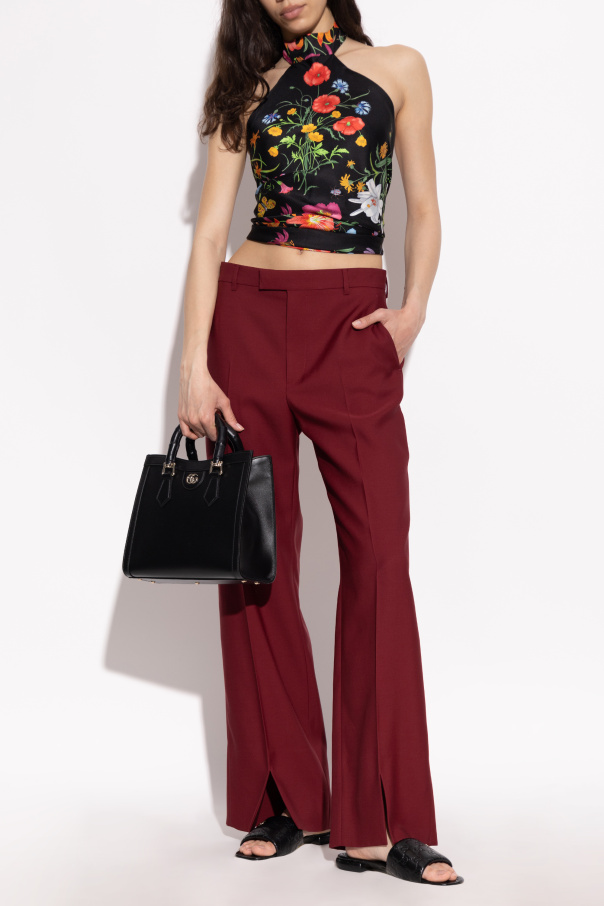 Gucci Top de seda con motivo floral