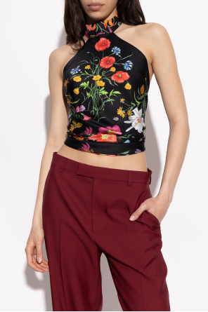 Gucci Top de seda con motivo floral