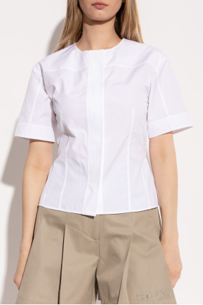 Alexander McQueen Top de algodón de manga corta