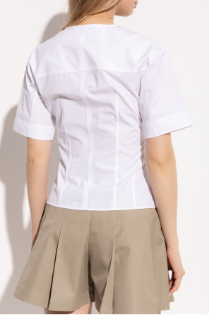 Alexander McQueen Top de algodón de manga corta