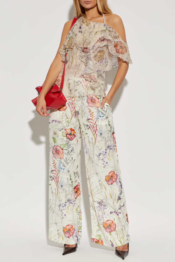 Alexander McQueen Top de seda con motivo floral