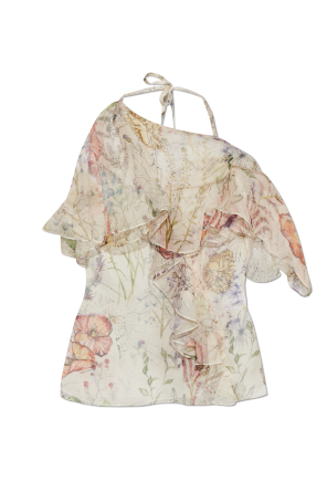 Top de seda con motivo floral