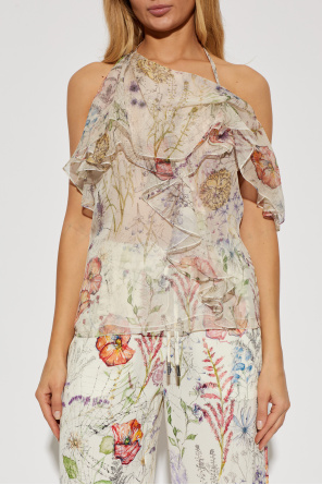 Alexander McQueen Top de seda con motivo floral
