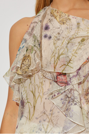 Alexander McQueen Top de seda con motivo floral