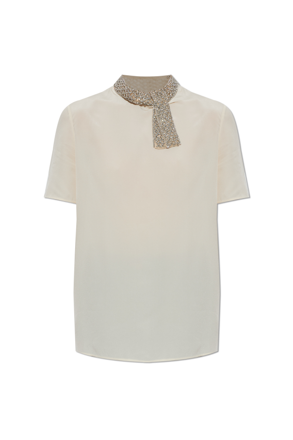 Silk top with shimmering appliqués od Valentino Garavani