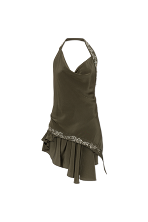 Silk top with shimmering appliqués