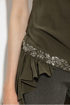 Alexander McQueen Top din mătase cu aplicații strălucitoare