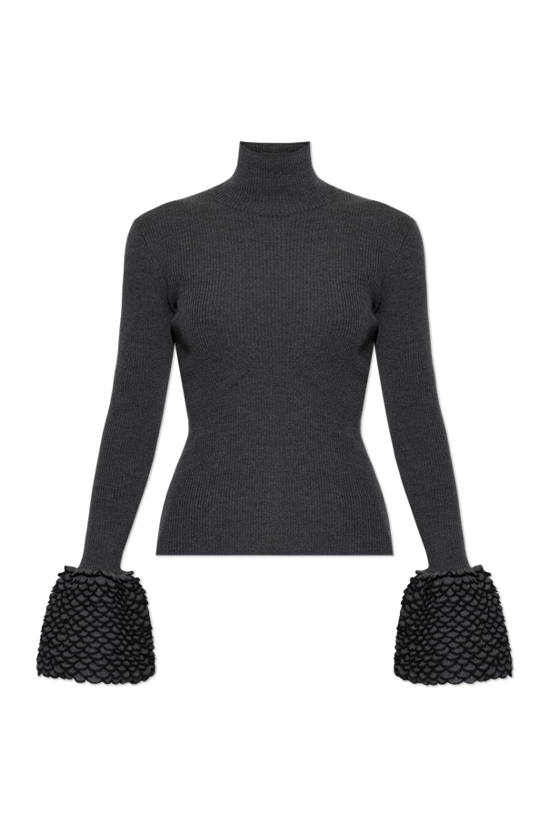 Wool turtleneck with decorative sleeves od Alexander McQueen