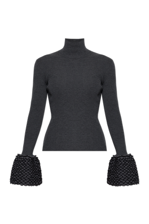 Wool turtleneck with decorative sleeves