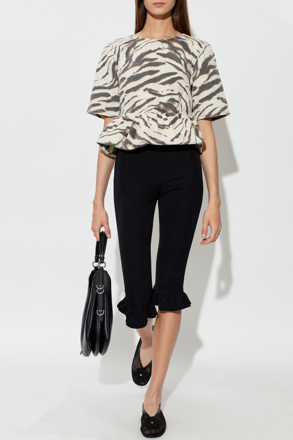 Ganni Denim top with animal print