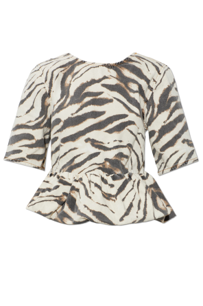Denim top with animal print