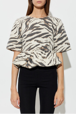 Ganni Denim top with animal print