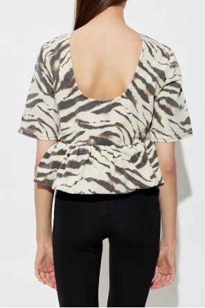 Ganni Denim top with animal print