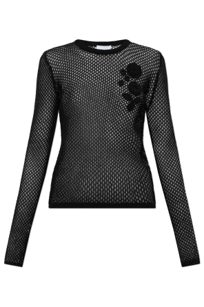 Crocheted top with floral motif