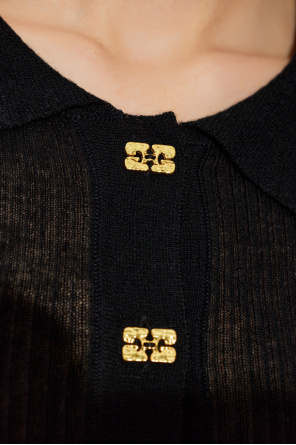 Ganni Slim-fit wool polo
