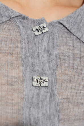 Ganni Slim-fit wool polo