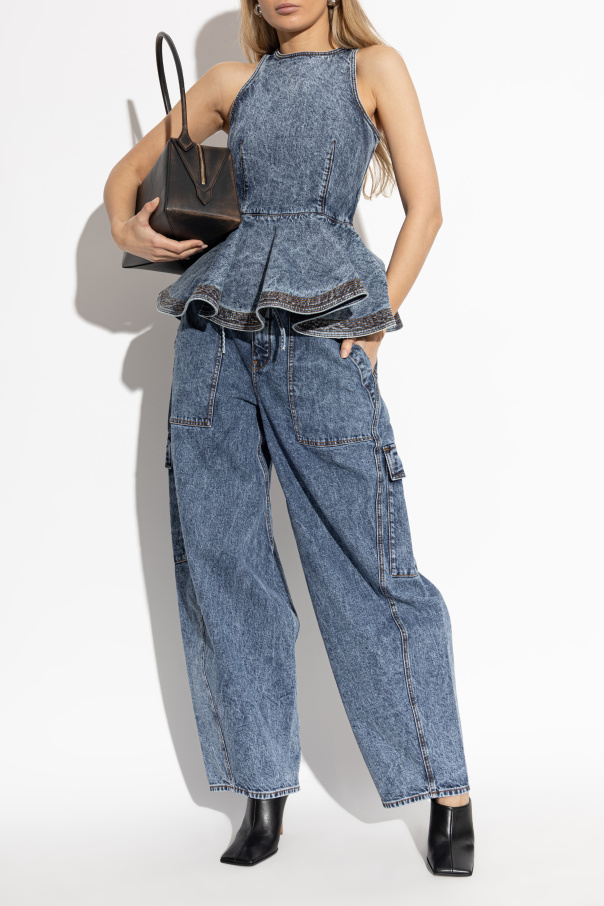 Alaïa Denim peplum top
