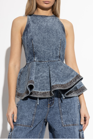 Alaïa Denim peplum top