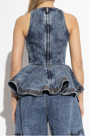 Alaïa Denim peplum top