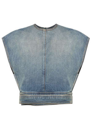 Denim top with decorative tie