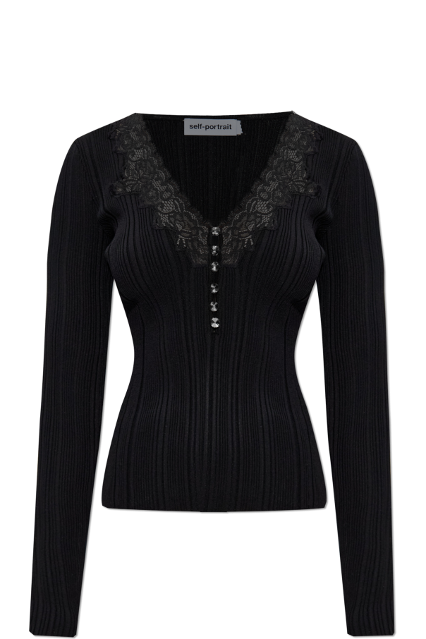 Ribbed top with shimmering buttons od Self-Portrait