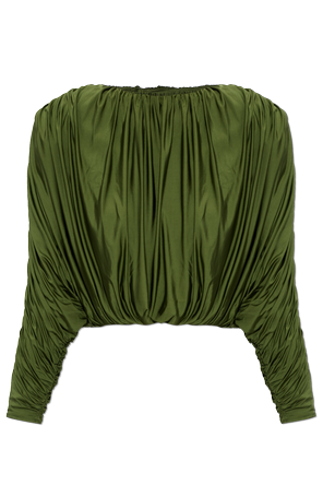 Draped top with shoulder pads