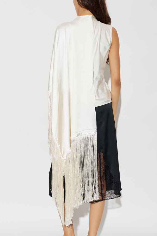 Self-Portrait Silk top with fringes