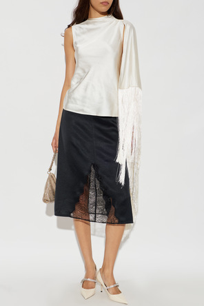 Self-Portrait Silk top with fringes