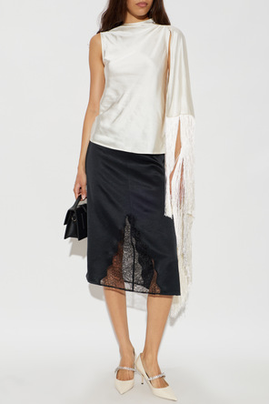 Self-Portrait Silk top with fringes