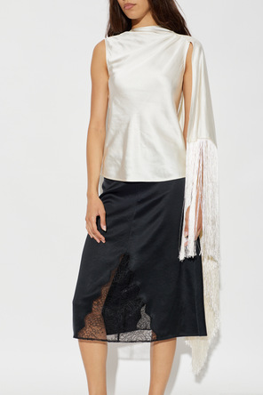Self-Portrait Silk top with fringes