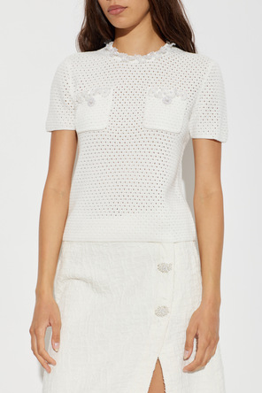 Self-Portrait Top with shimmering appliqués